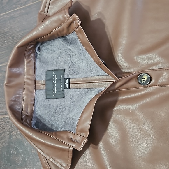 Sanctuary Brown Faux Leather Shirt Jacket Shacket, Small - Picture 8 of 14